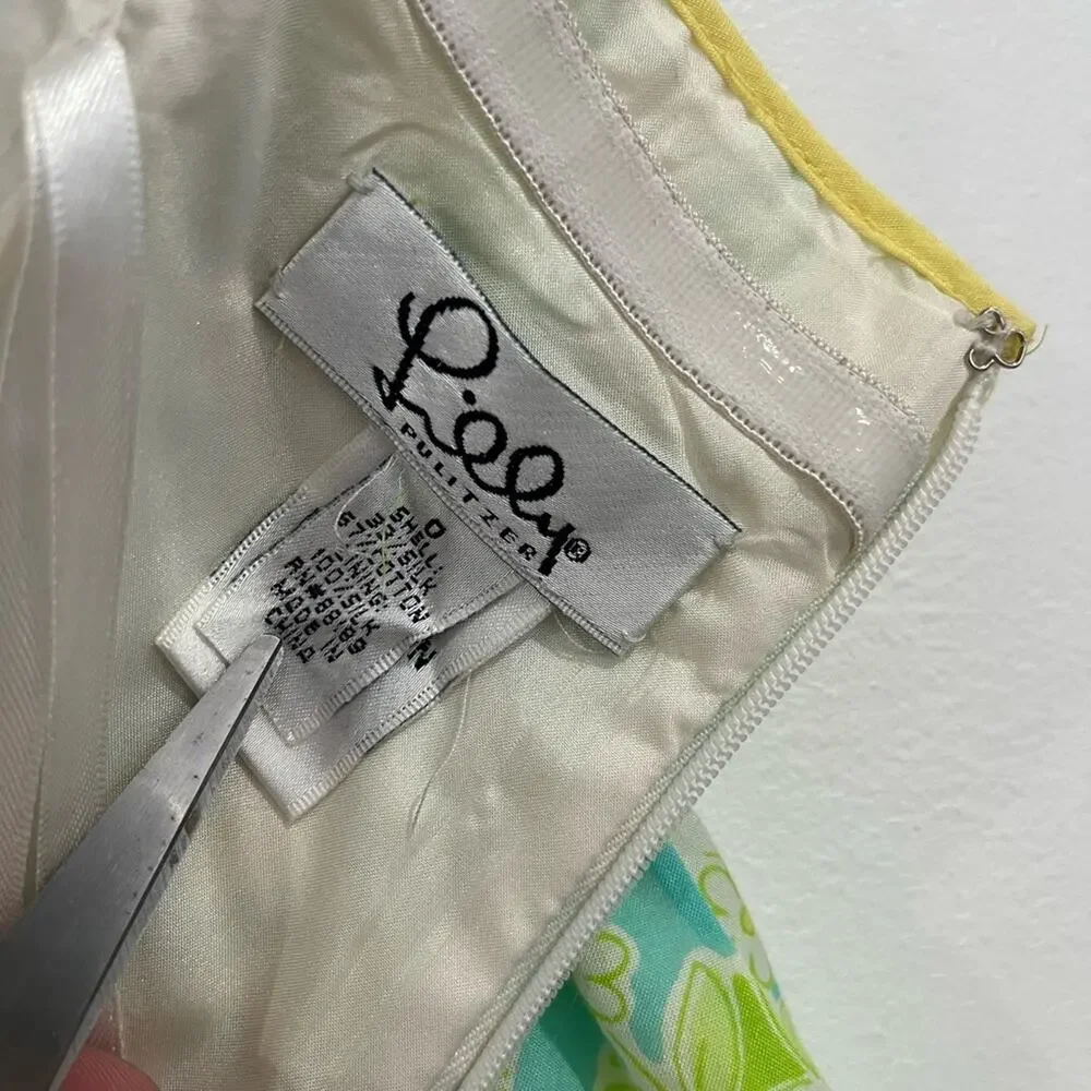 Lilly Pulitzer White Label Silk Katrina Fountain of Youth Strapless Dress 0 - Picture 11 of 15